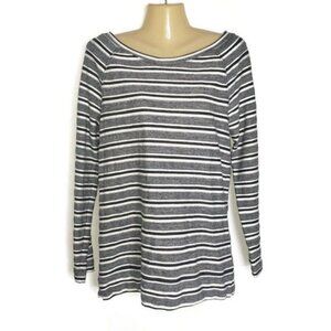 Lou & Grey by Loft Sweater Striped Lightweight Women's Size M Black White
